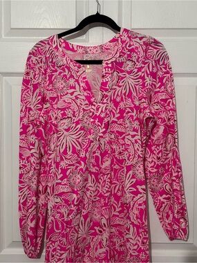 Lilly Pulitzer Hot Pink & Cream Floral Midi Dress